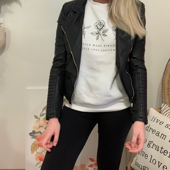 Faux Leather Motto Jacket - Picture 3 of 4